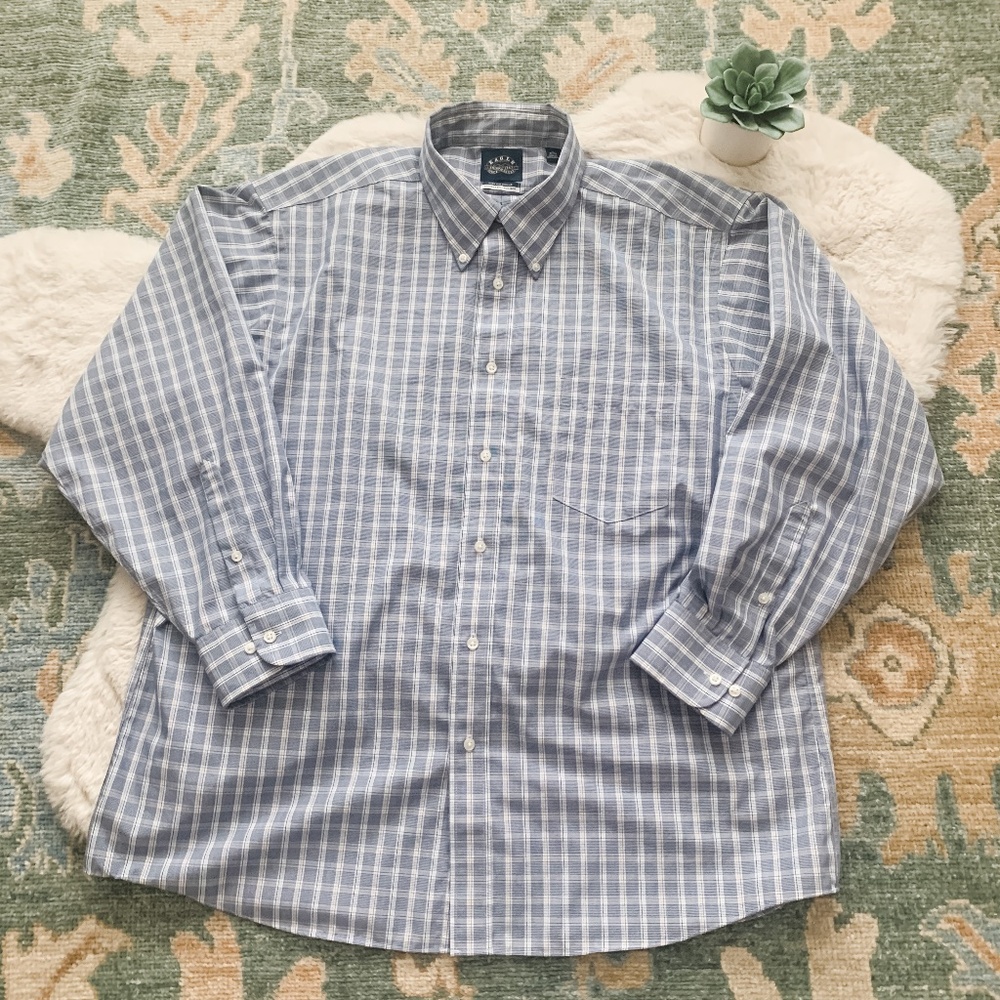 Eagle Blue Striped Button Down Dress Shirt- Size 18